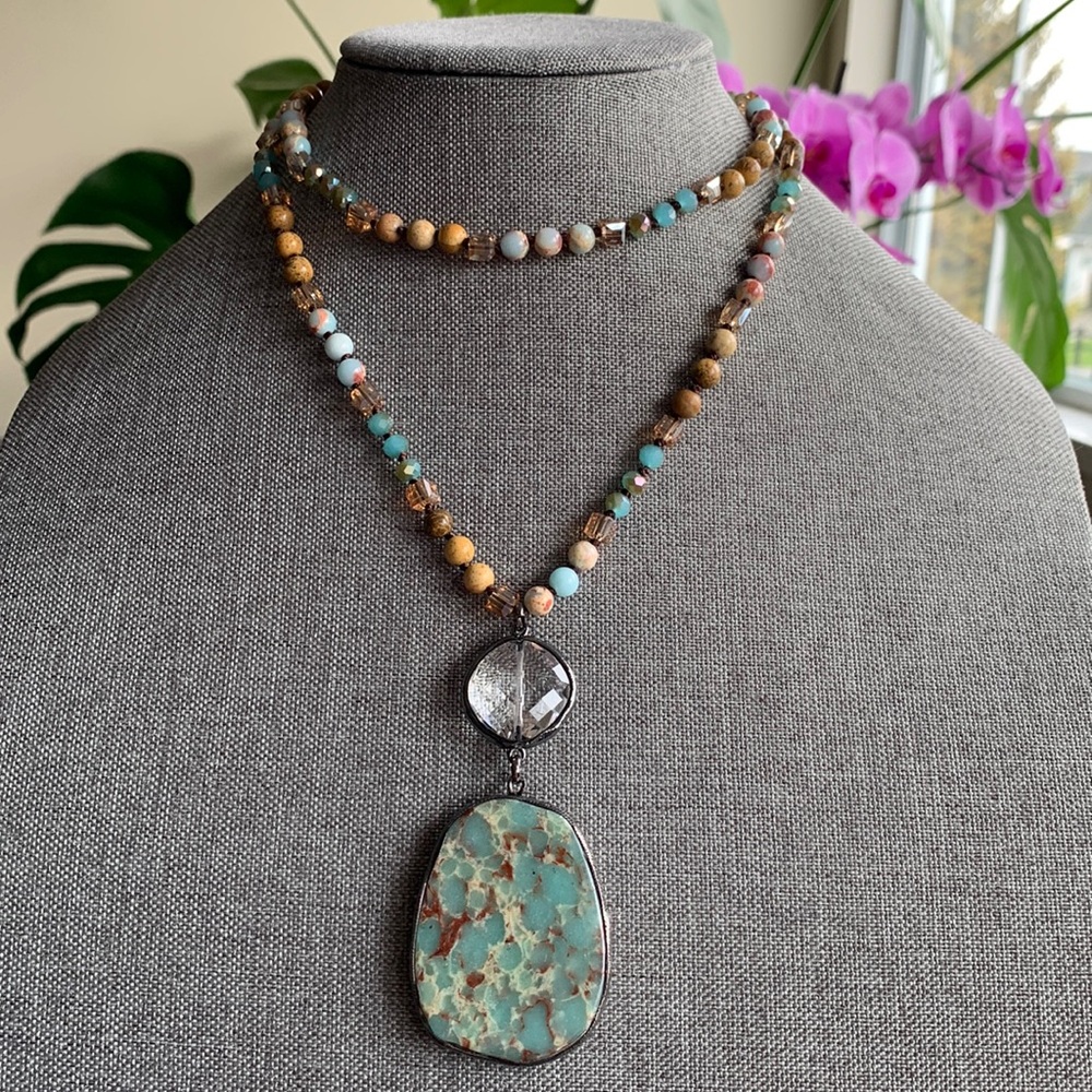 Handmade one of a kind boho necklace mala various beads new